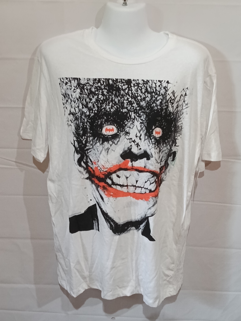DC White Graphic Tee with Black and Red Joker Face